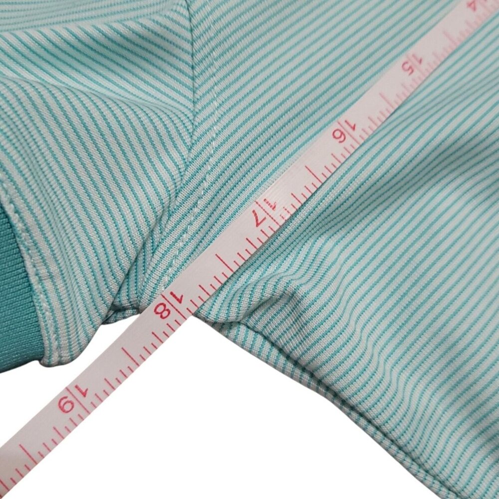 Under Armor UA Zinger Point SS Polo Womens Small Golf Shirt Mint Green Stripe - Picture 12 of 15